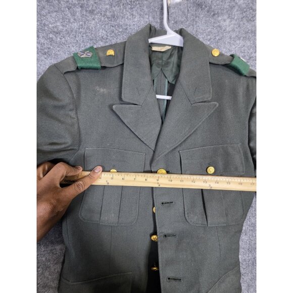 Vintage US Army Coat Mens Long 35 Army Green Shade 44 Wool Serge Service 60s - Picture 12 of 16